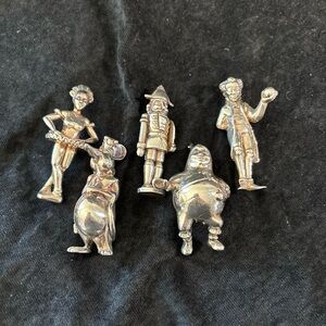 Nutcracker Set Of 5 Christmas Ornaments Oneida 1992 Silverplate No Box